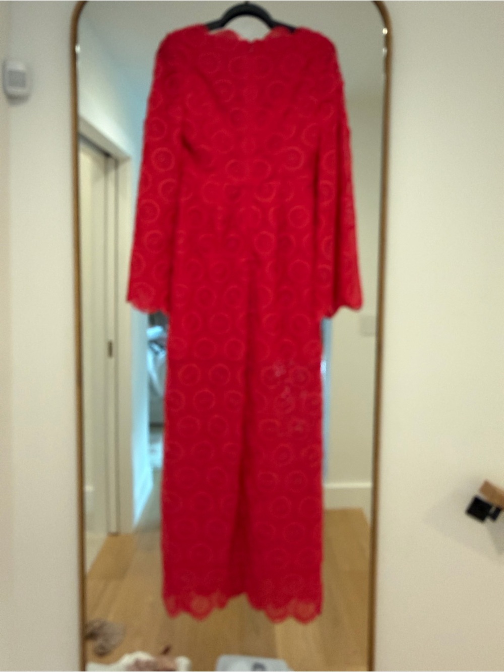 Trina Turk Coral Crochet Lace Maxi Robe - Picture 10 of 11